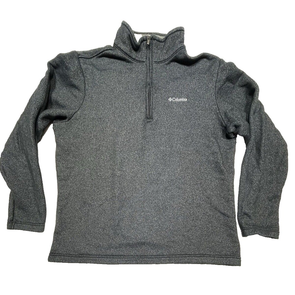 Columbia Sweater Mens Size L Black Great Hart Mountain III Half Zip Pullover EUC